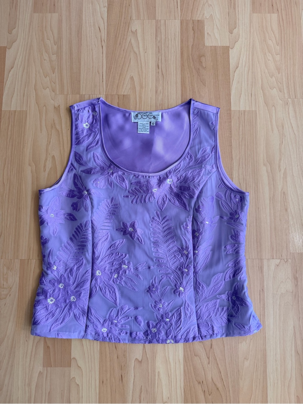 Lavender Embroidered Scoop Neck Tank Top